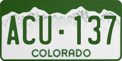 CO license plate ACU137