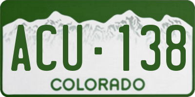 CO license plate ACU138