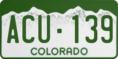CO license plate ACU139