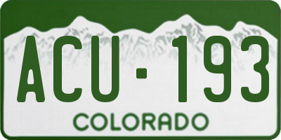 CO license plate ACU193