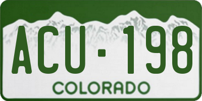 CO license plate ACU198