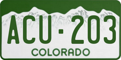 CO license plate ACU203