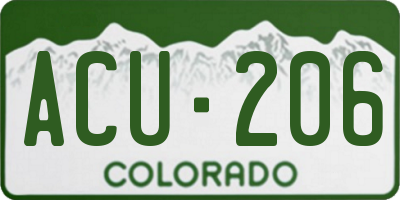 CO license plate ACU206