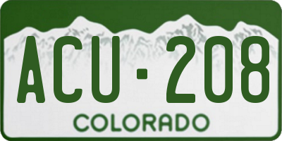 CO license plate ACU208