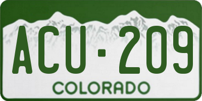 CO license plate ACU209