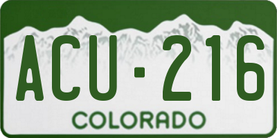 CO license plate ACU216