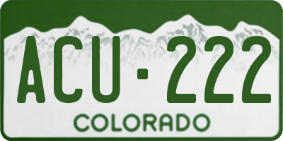 CO license plate ACU222