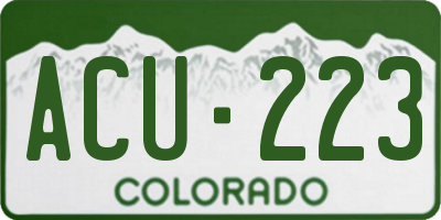 CO license plate ACU223