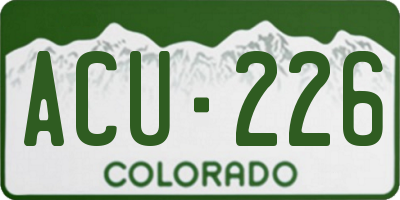CO license plate ACU226
