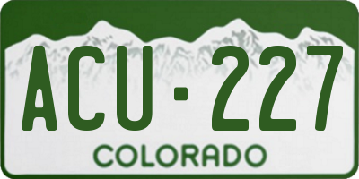 CO license plate ACU227