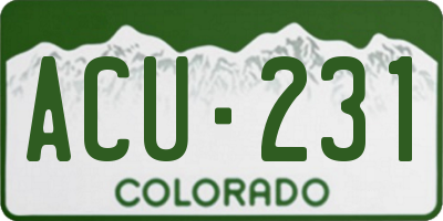 CO license plate ACU231