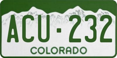 CO license plate ACU232