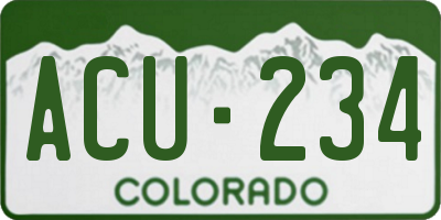 CO license plate ACU234