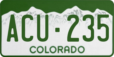CO license plate ACU235