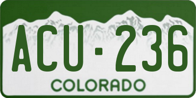 CO license plate ACU236