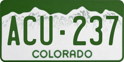 CO license plate ACU237
