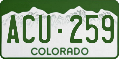 CO license plate ACU259