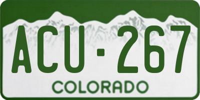 CO license plate ACU267