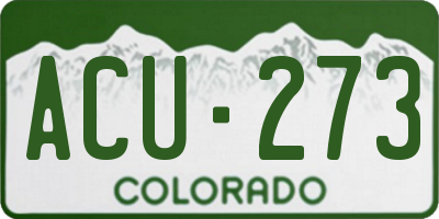 CO license plate ACU273