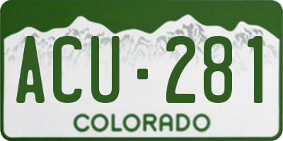 CO license plate ACU281