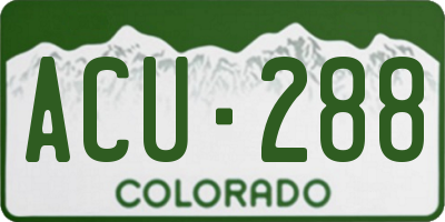 CO license plate ACU288
