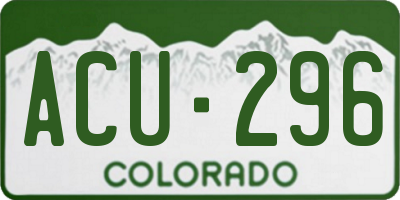 CO license plate ACU296