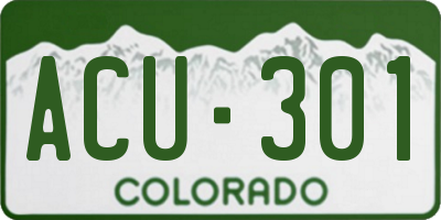 CO license plate ACU301