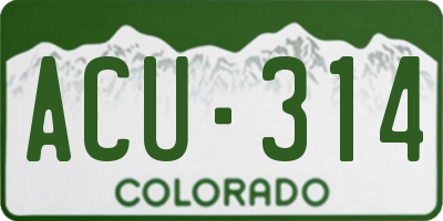CO license plate ACU314