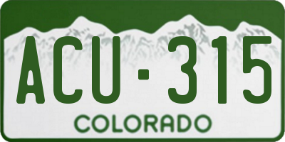 CO license plate ACU315