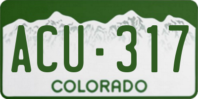 CO license plate ACU317