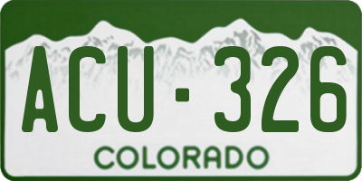 CO license plate ACU326