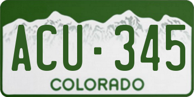 CO license plate ACU345