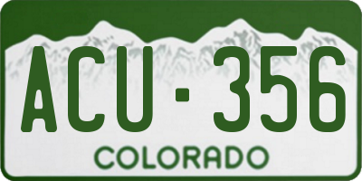 CO license plate ACU356