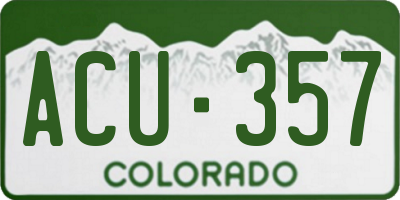 CO license plate ACU357