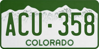 CO license plate ACU358