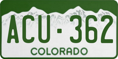CO license plate ACU362