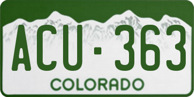 CO license plate ACU363