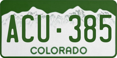 CO license plate ACU385