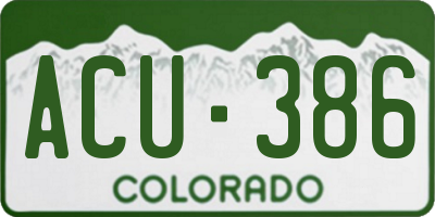 CO license plate ACU386