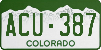 CO license plate ACU387