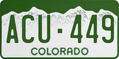 CO license plate ACU449
