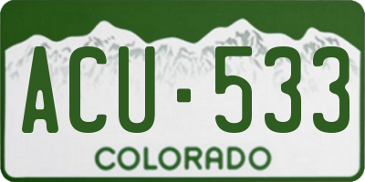 CO license plate ACU533