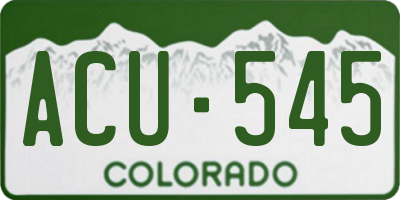 CO license plate ACU545