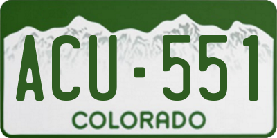 CO license plate ACU551