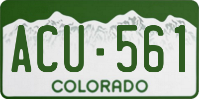 CO license plate ACU561
