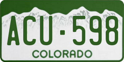 CO license plate ACU598