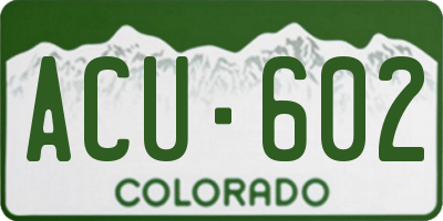 CO license plate ACU602