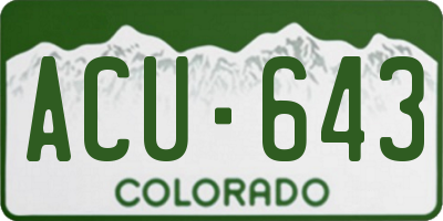 CO license plate ACU643