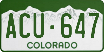 CO license plate ACU647
