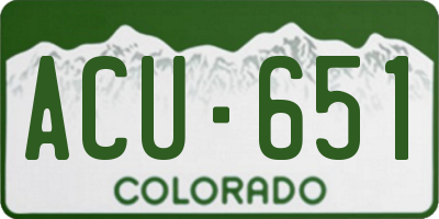 CO license plate ACU651